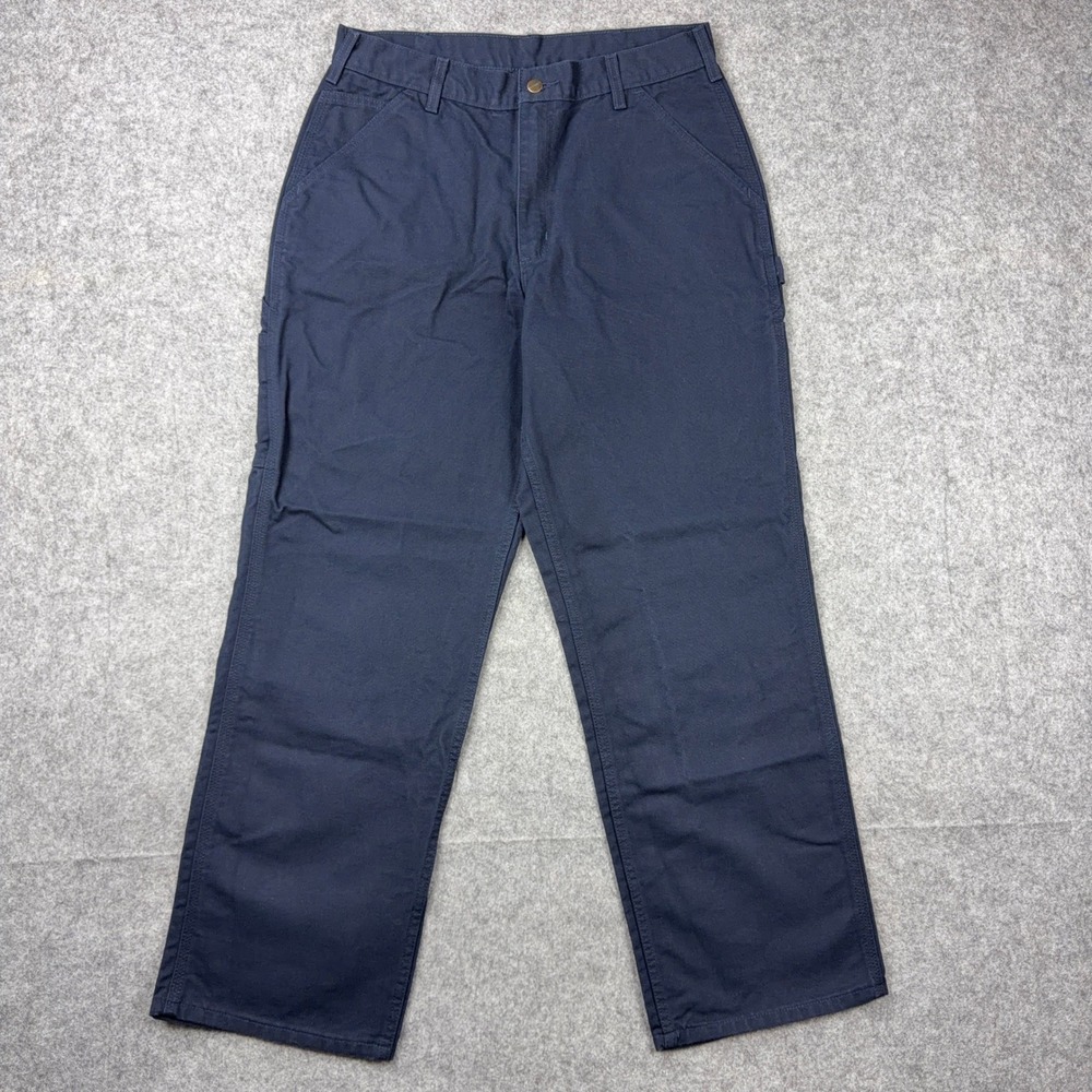 Carhartt Pants Mens 34x30 Midnight Blue B11 Loose Fit Duck Canvas Work Carpenter